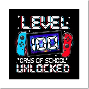 Level 100 Days Of School Unlocked Gamer Video Games Boys Posters and Art